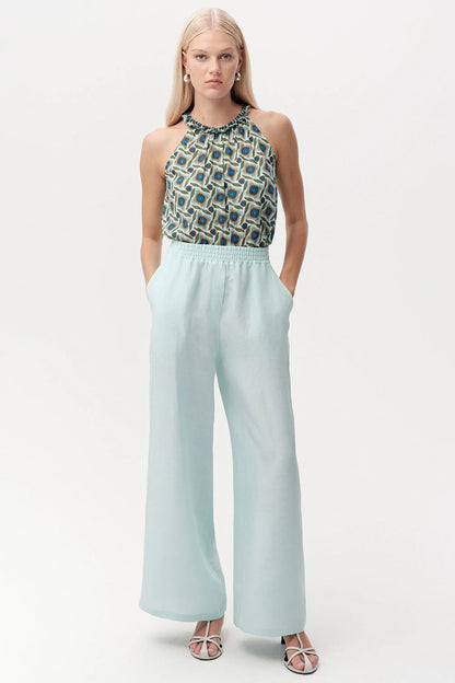 Exquise Grant Halter Neck Sleeveless Blouse - Multi Light Gray