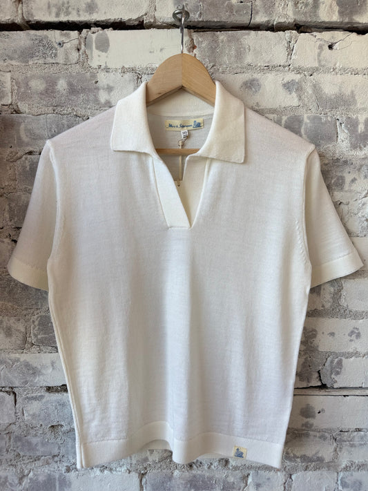 Refined Merino Wool Short Sleeve Women's Polo Shirt - Nature - DUNE + SALT