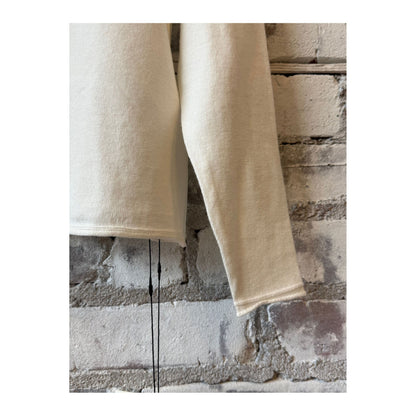 Cotton Cashmere Jersey LS Knit Crew - White - DUNE + SALT