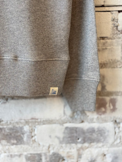 Authentic Fleece Polo Collared Half-Zip Cotton Sweatshirt - Grey Melange - DUNE + SALT