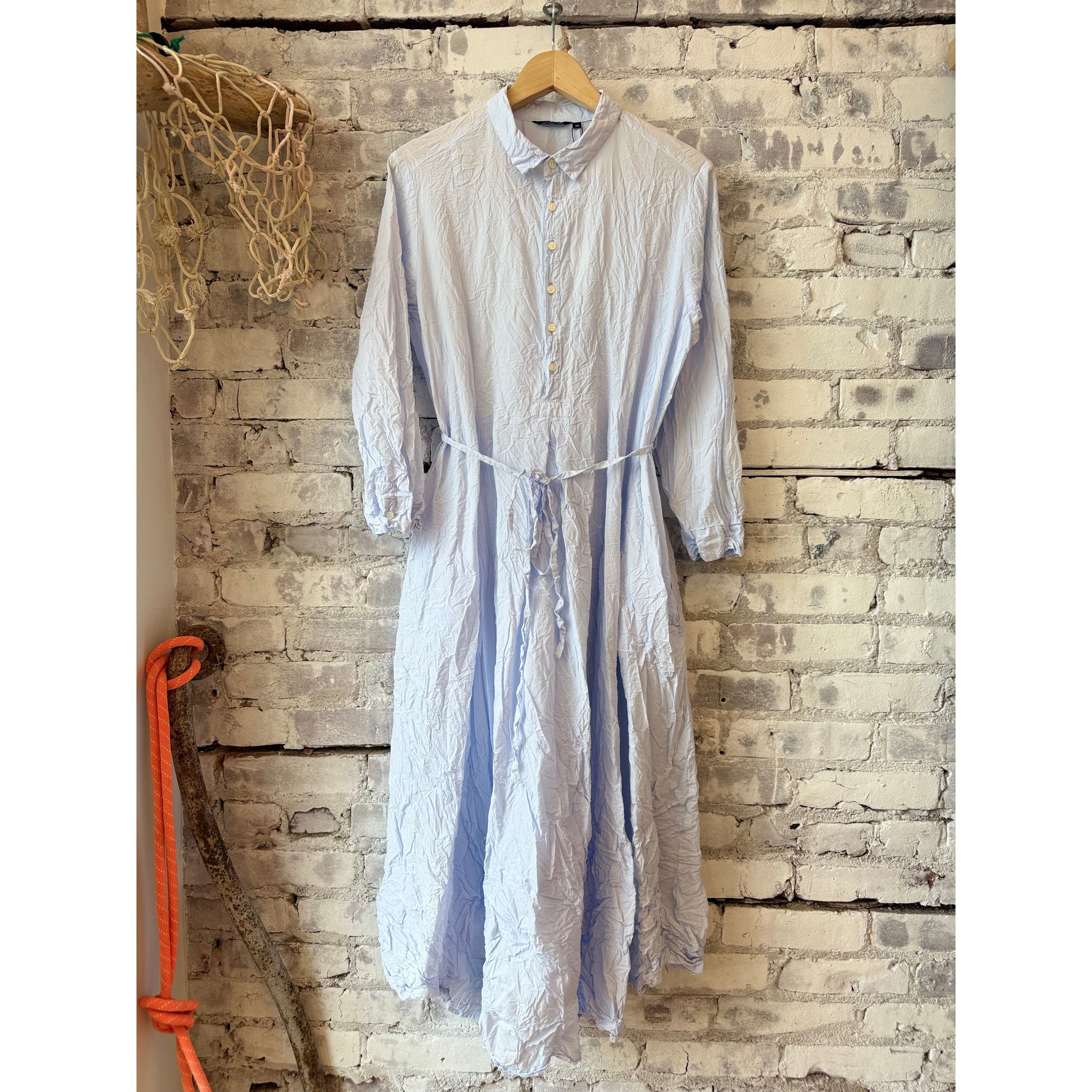 Washed Cotton Crinkle Dress – Light Blue - DUNE + SALT