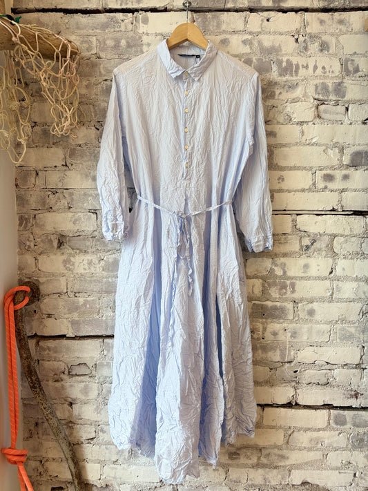 Washed Cotton Crinkle Dress – Light Blue - DUNE + SALT