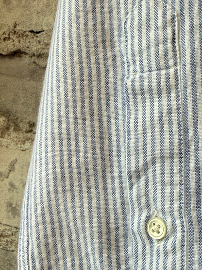 Hartford Men's Pitt Brushed Oxford Woven Shirt - Blue Stripe Gray