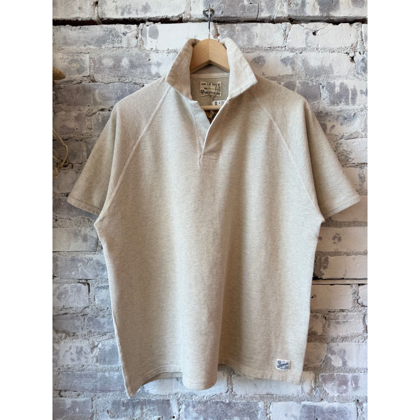 Kepani Raffy Pique Knit Polo Shirt - Oatmeal Light Gray