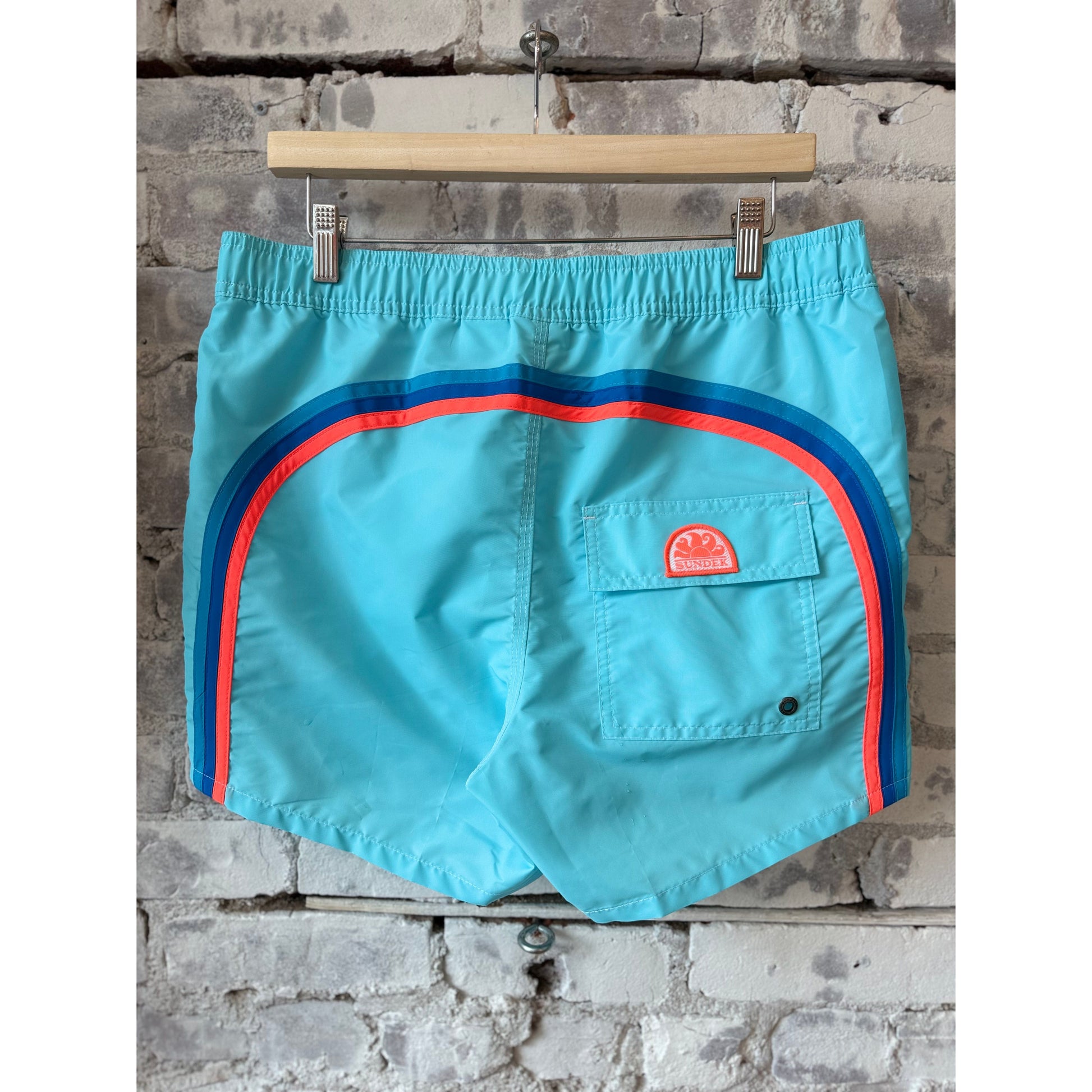 Men's Lunar Taffeta Semi-Elastic Waist Boardshort by Sundek, displaying lightweight fabric and adjustable waist for comfort.