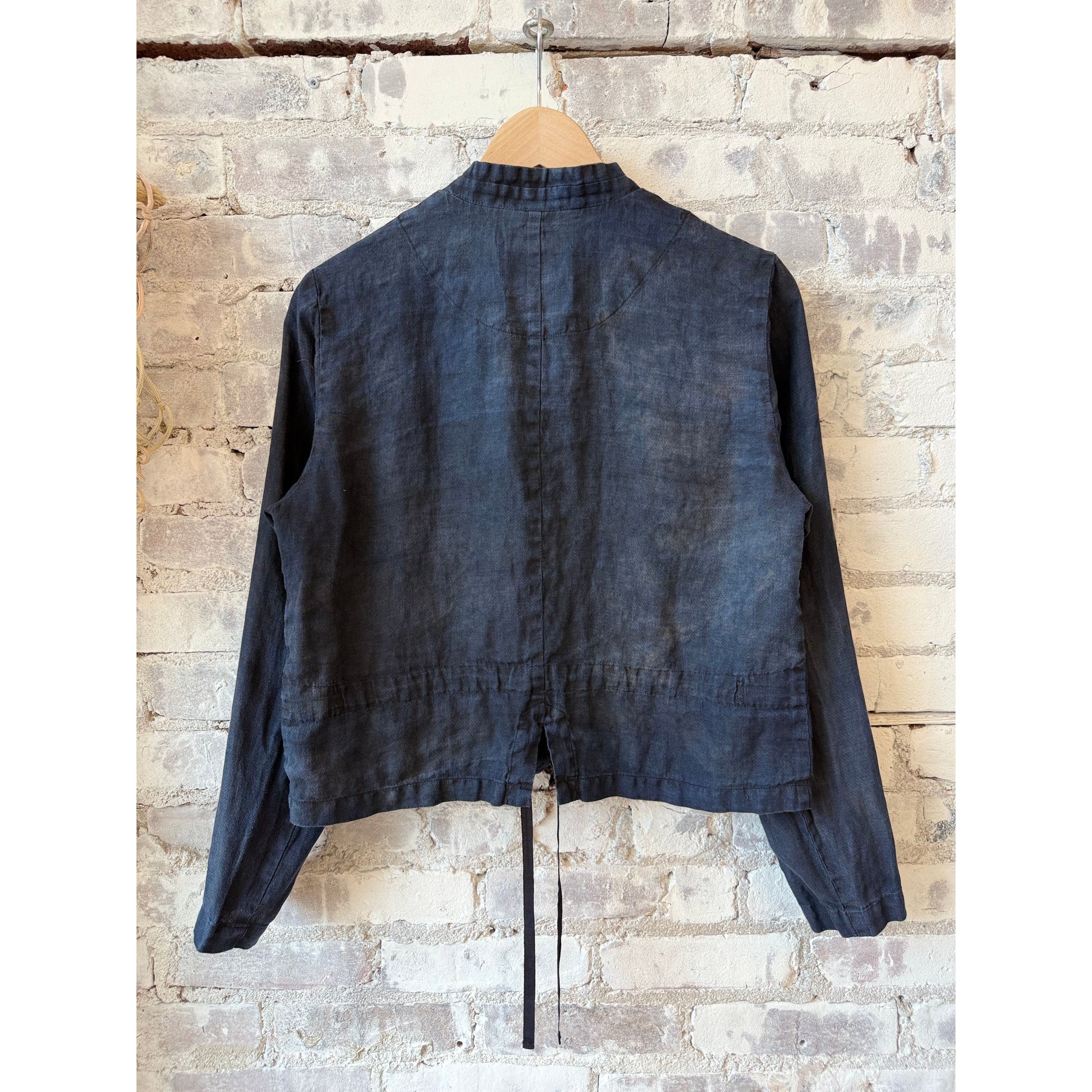 Indigo Charcoal Dyed Linen Dobby Jacket - DUNE + SALT
