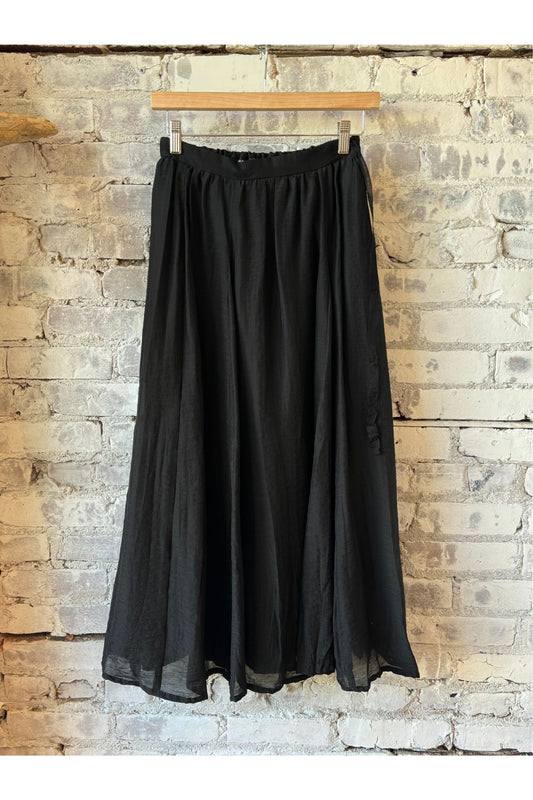 Crinkle Lyocell Long Skirt - Black - DUNE + SALT