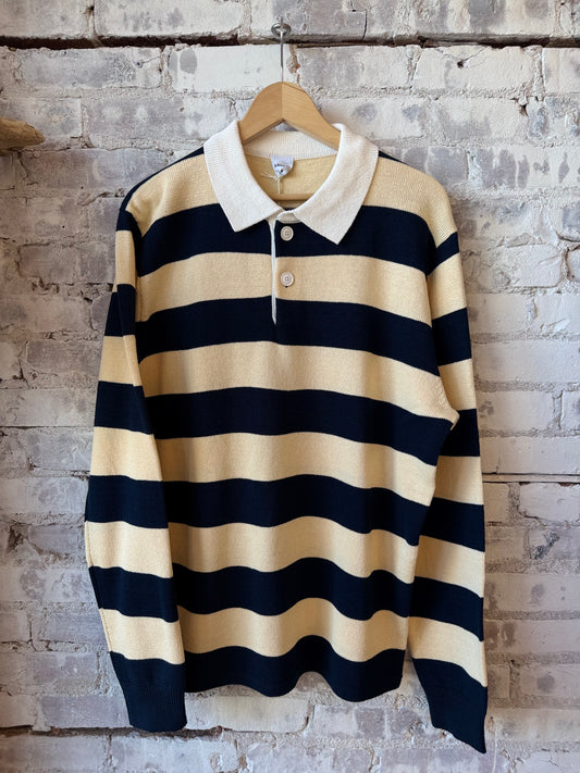 Cotton-Yarn Longsleeve Polo Shirt - Corda/Blue - DUNE + SALT