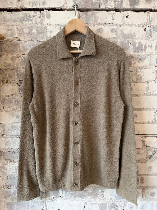 Closed Men's Organic Cotton Cardigan - Pebble Green Dim Gray