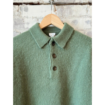 Aspesi LS Knit Polo - Sage Green Dark Sea Green