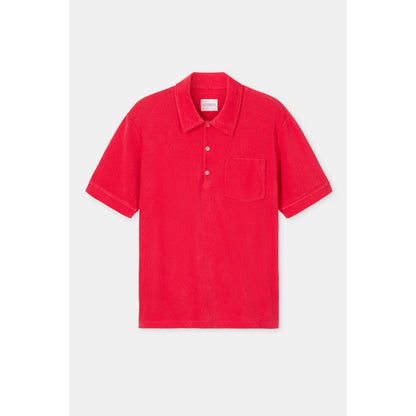 Men's short sleeve polo shirt in laser red by Closed Men's, featuring a classic collar and breathable fabric.