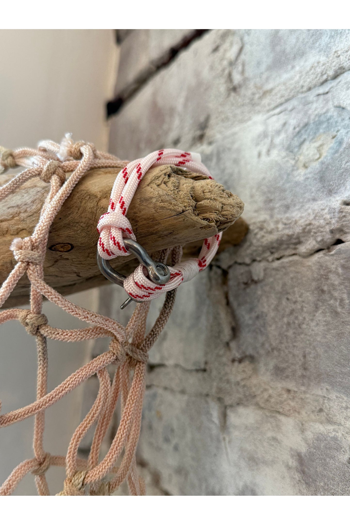 Red Stripe Nautical Shackle Bracelet - DUNE + SALT