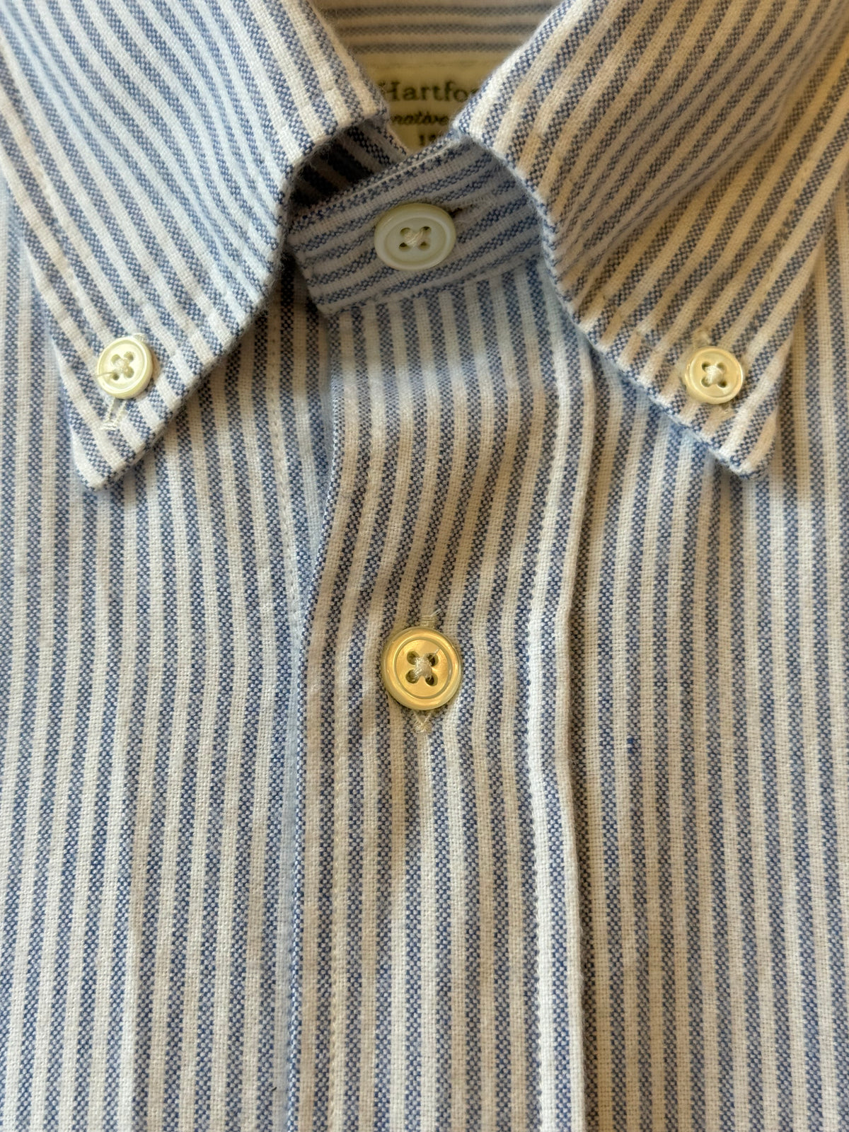 Hartford Men's Pitt Brushed Oxford Woven Shirt - Blue Stripe Dark Gray