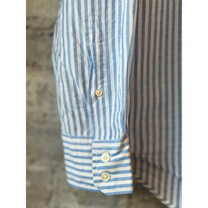 Hartford Men's Paul End-to-End Shirt - Blue/White Stripe Dim Gray