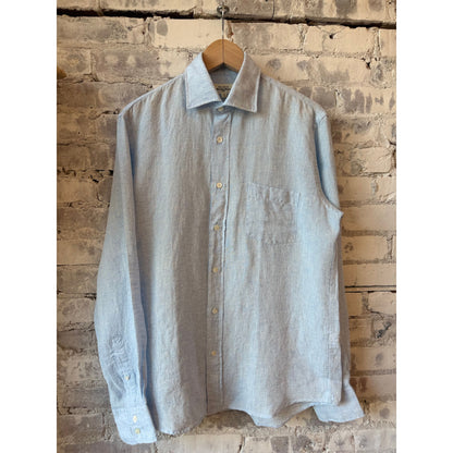Hartford Men's Paul Linen Shirt - Sky Dark Gray