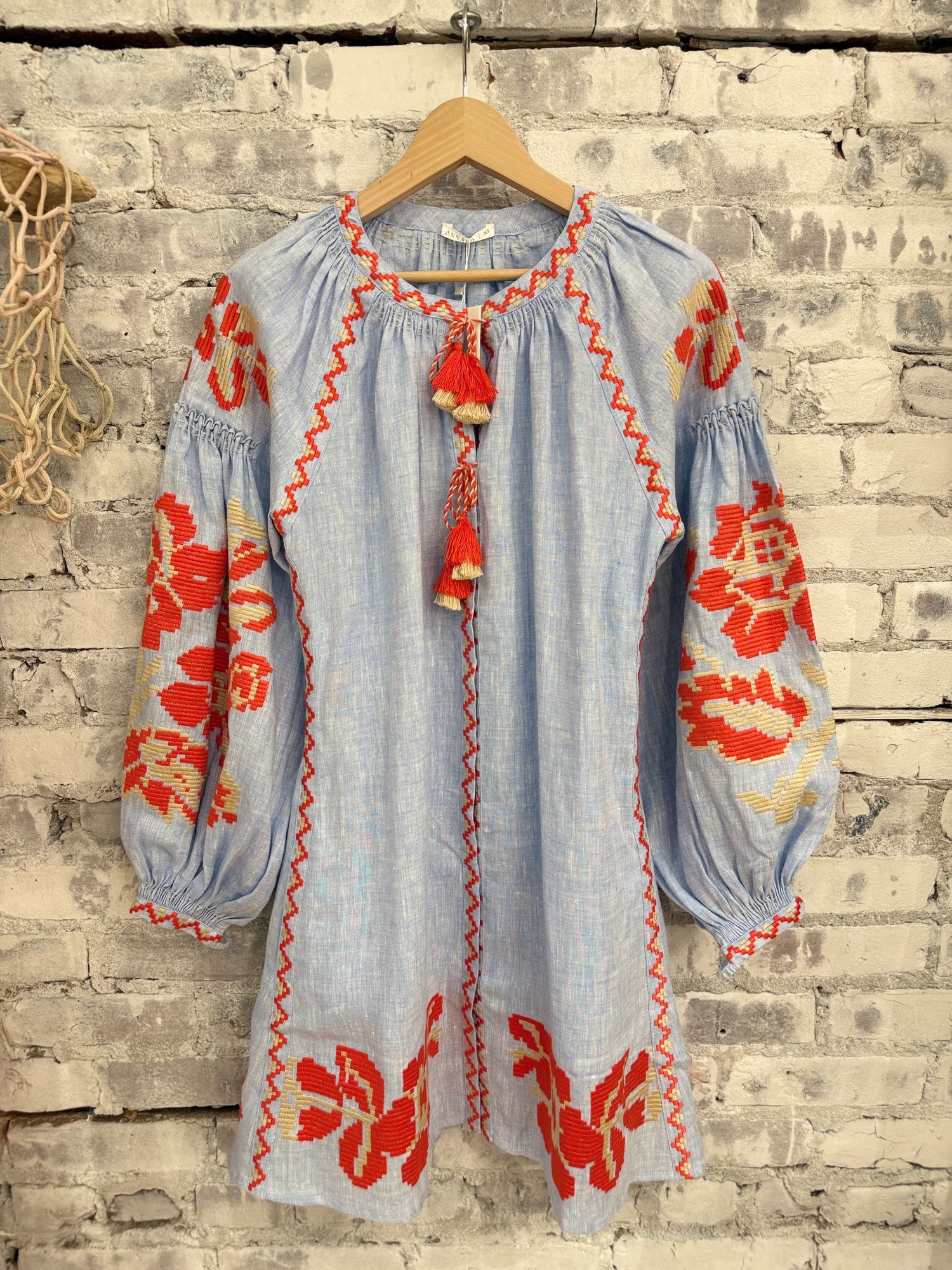 Pixel Rose Mini Dress - Light Blue Melange - DUNE + SALT