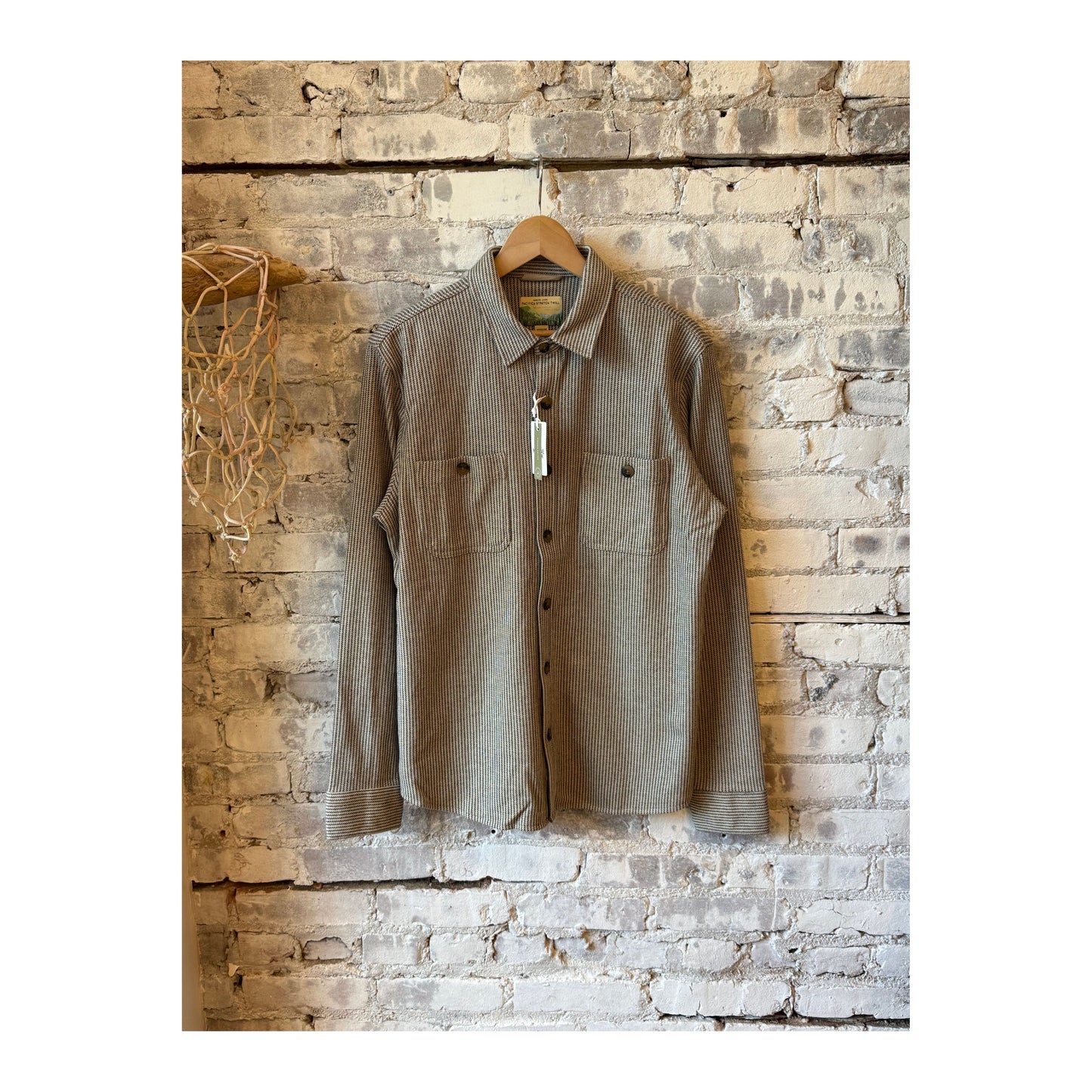 Pacifica Stretch Twill Overshirt - Grey Railroad Stripe - DUNE + SALT
