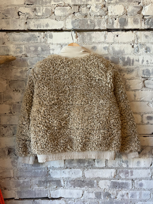Save The Duck Valery Faux Fur Bomber Jacket - Rainy Beige Dim Gray