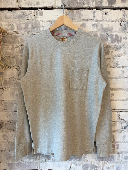 L/S Vintage Pique Crew - Light Grey Heather - DUNE + SALT