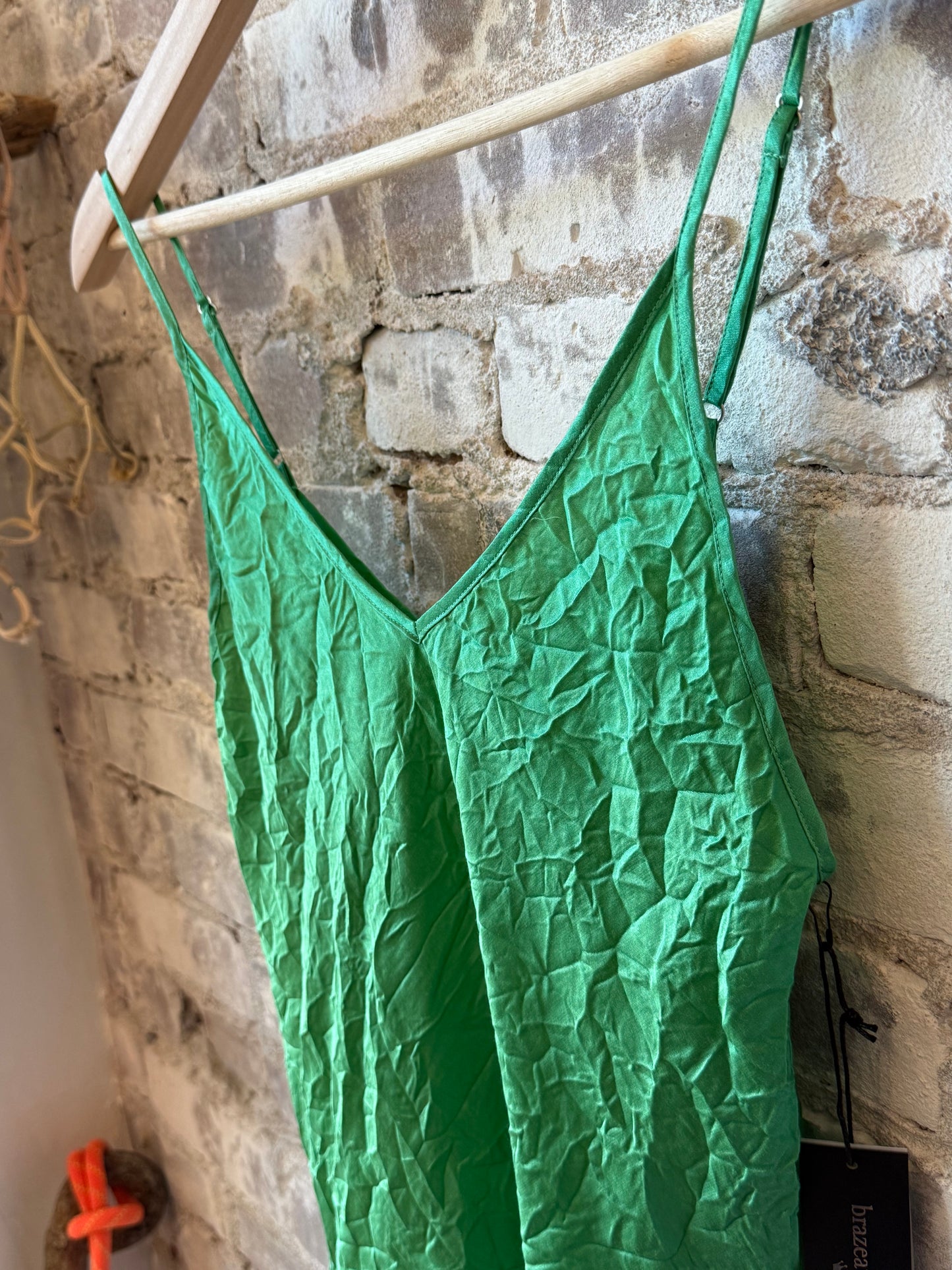 Brazeau Tricot Crinkle Cami Top - Mojito Sea Green
