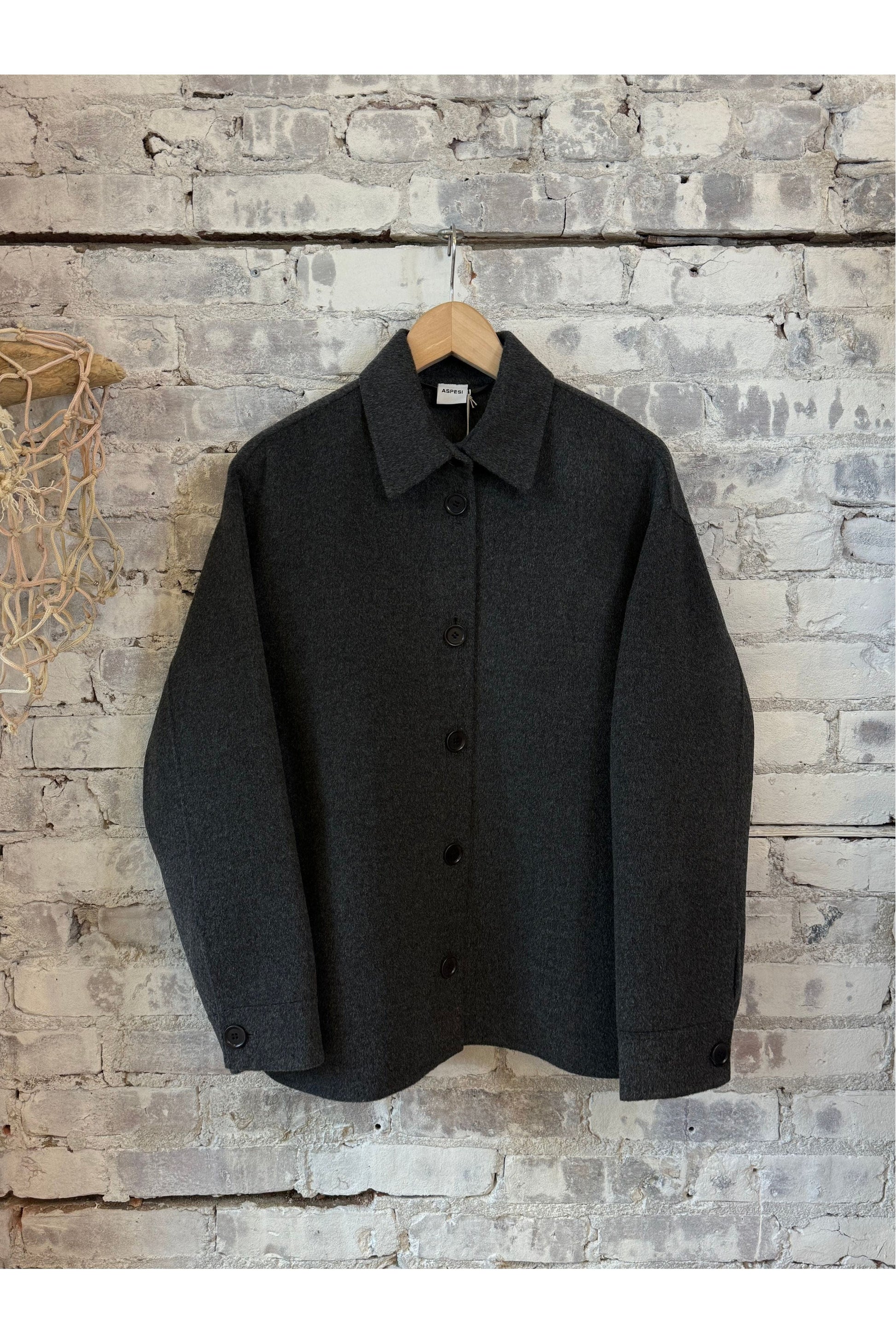 Double Faced Wool Shirt Jacket - Charcoal - DUNE + SALT