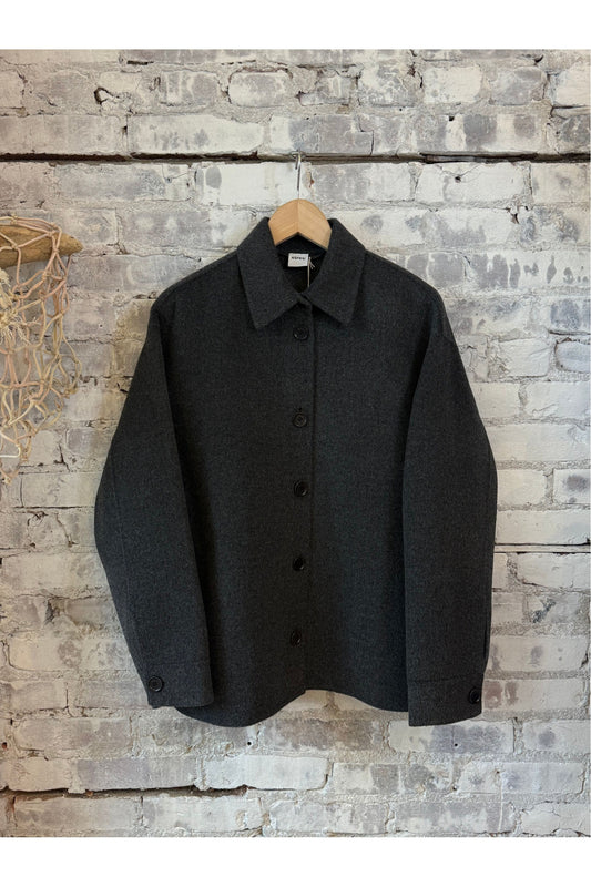 Double Faced Wool Shirt Jacket - Charcoal - DUNE + SALT