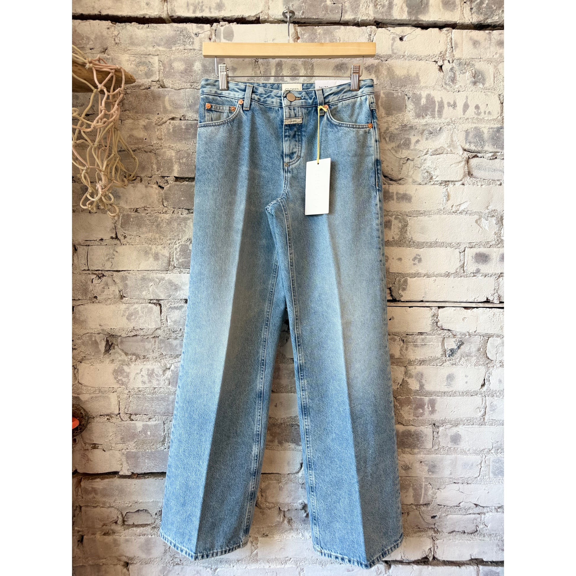 Light blue Gillan Wide Jeans for women by Closed Women's, featuring a relaxed fit and classic denim style.