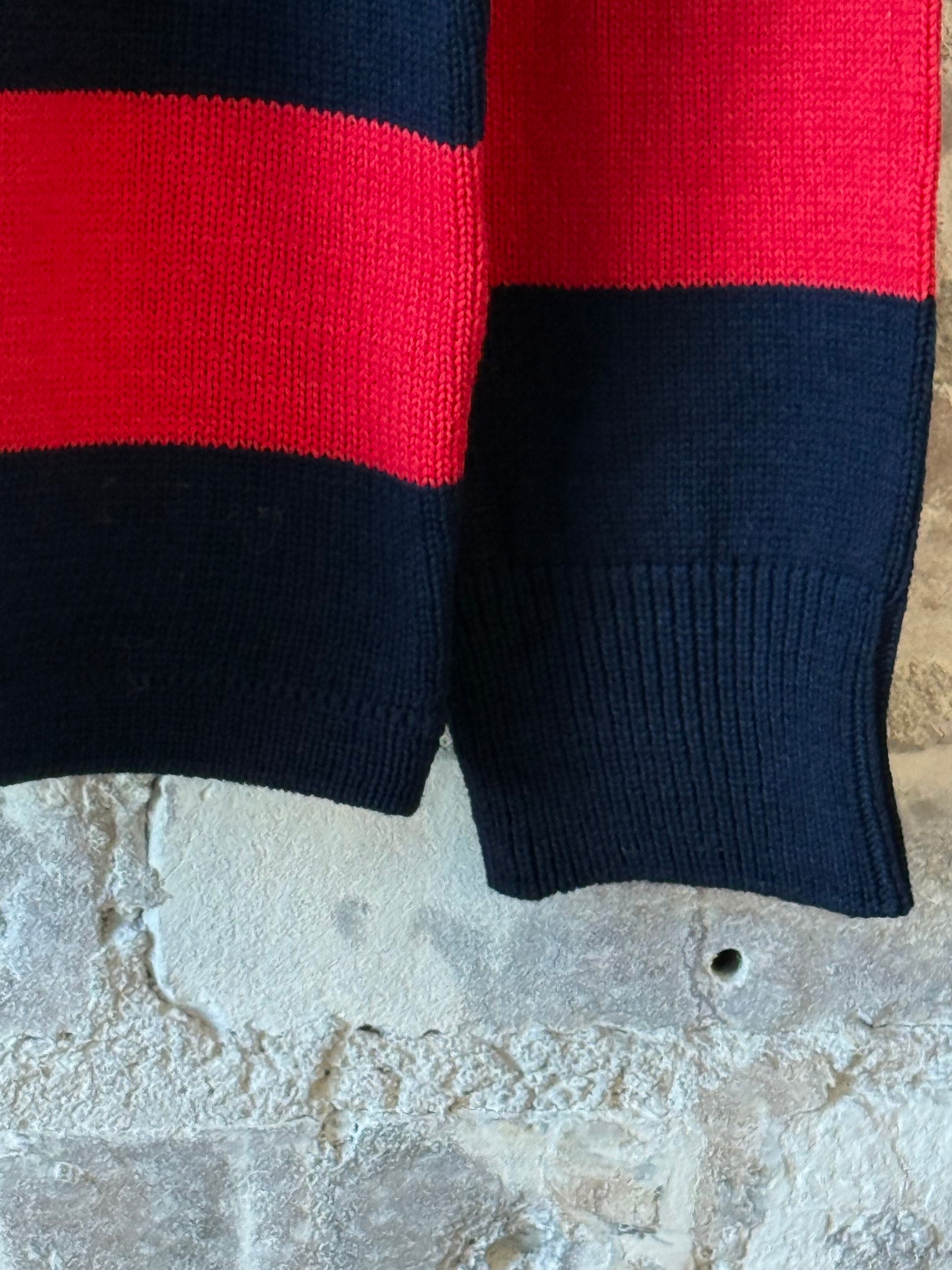 Cotton-Yarn Longsleeve Polo Shirt - Red/Blue - DUNE + SALT