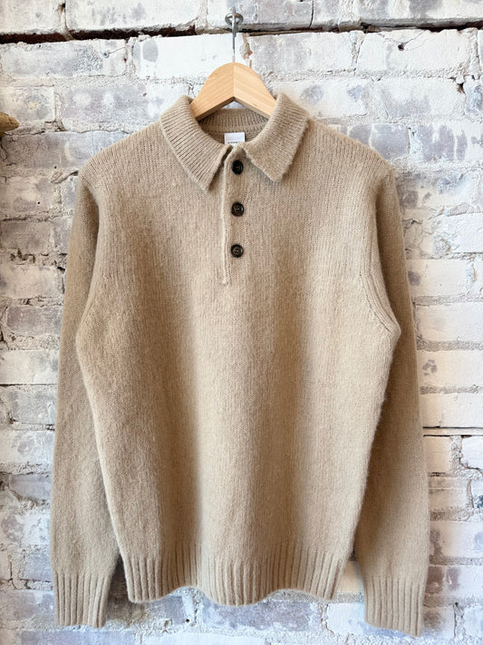 LS Knit Polo - Sand