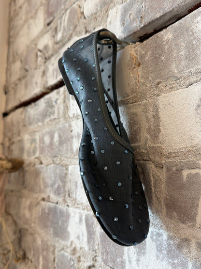 Women's Dear Frances Balla Mesh Crystals Steel footwear with mesh and crystal embellishments, front view.
