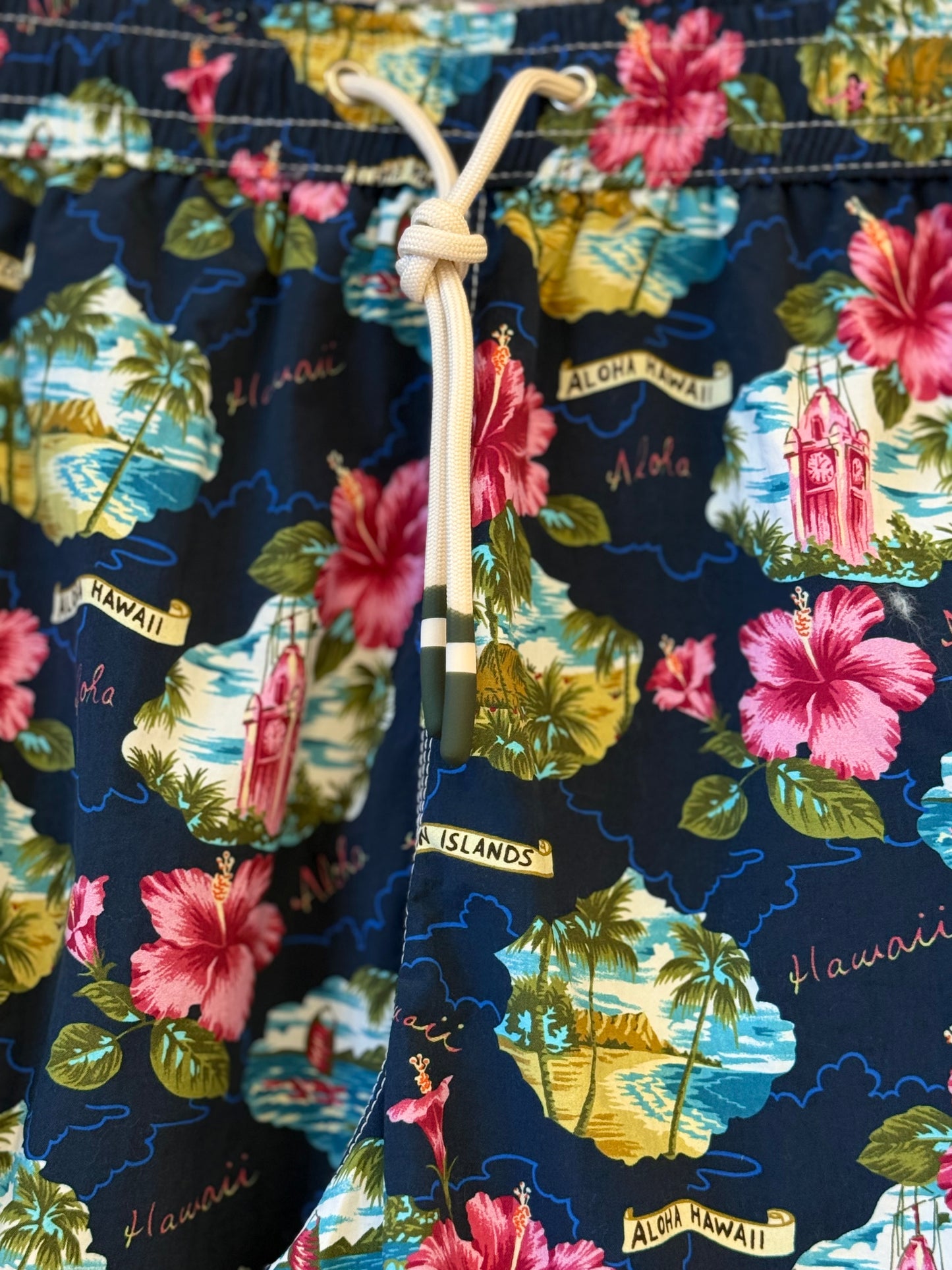 "Aloha" Nylon Woven Swimshort - Navy