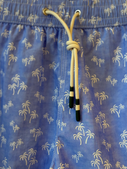 "Palms" Nylon Woven Swimshort - Sky Blue