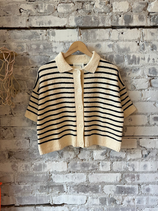 Romy Shirt Cardi - Ivory/Navy Stripe