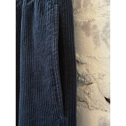 Aspesi Wide Corduroy Trousers - Navy Dark Slate Gray