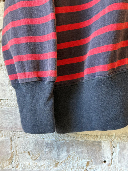 V::Room Cotton Heavy Boarder V-Cardigan - Navy/Red Light Gray