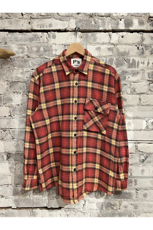 P's Vintage Japanese Flannel - Yellow/Pink - DUNE + SALT