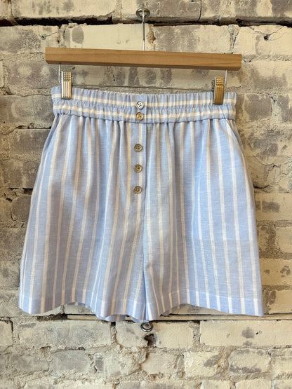 Sicilia Linen Shorts - Blue White Stripe - DUNE + SALT