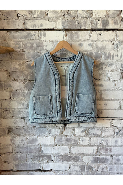 G.O.D Tsuki Salt Lake Denim Vest - Blue - DUNE + SALT