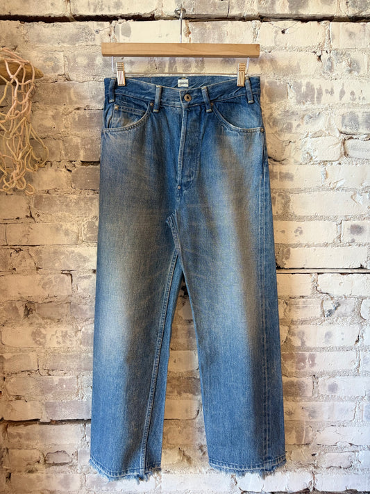 13.5oz Selvedge Denim Narrow Straight Cut - Dark Distress - DUNE + SALT
