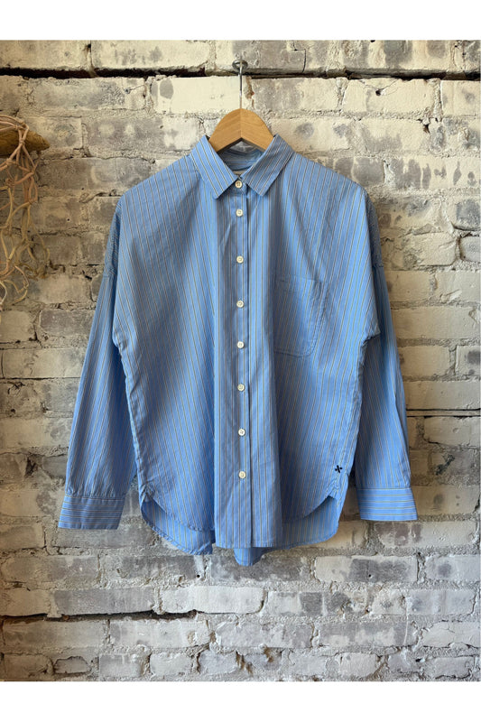 Jo Shirt in Cotton Poplin - Coastal Blue - DUNE + SALT