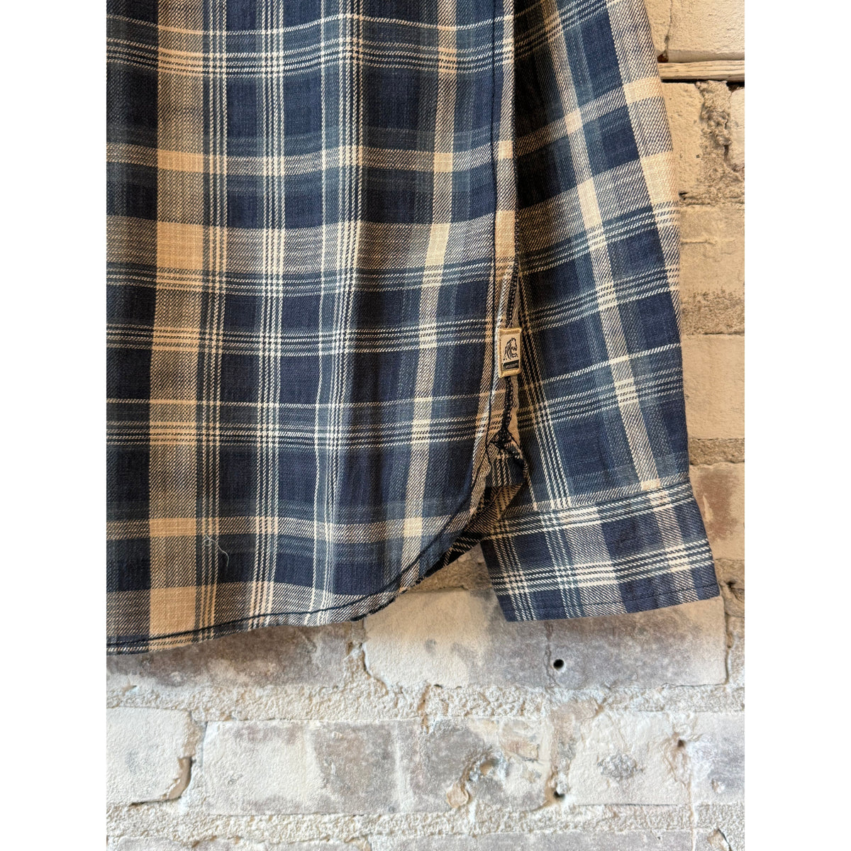Surfside Supply Brian Washed Twill Plaid Shirt - Blue Tan Combo Gray