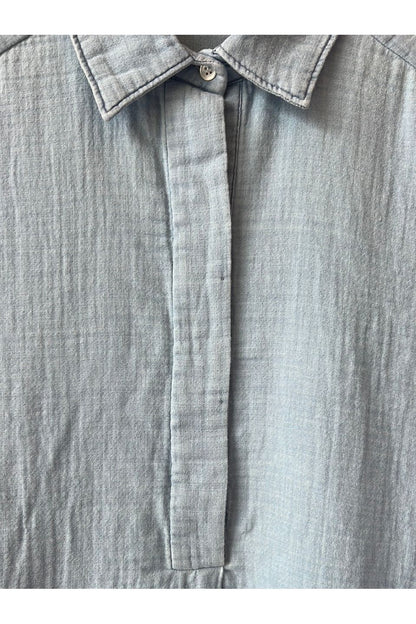 Rooster Cotton Gauze Dress - Indigo Light Bleach - DUNE + SALT