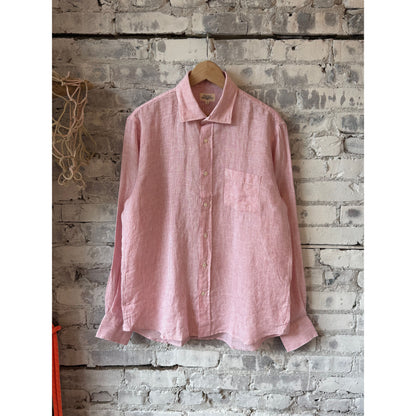 Men's Paul Woven Shirt by Hartford Men's in pink and white, featuring a stylish woven fabric and classic collar design.