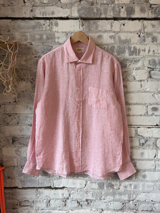 Hartford Men's Paul Woven Shirt - Pink & White Gray