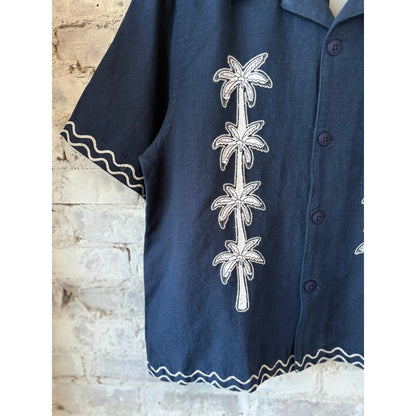 Veloso Flock Palms Shirt - Blue - DUNE + SALT