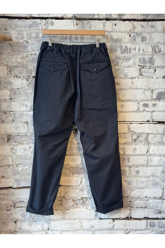 Cotton Chino Cloth Peg Top Pants - Navy - DUNE + SALT