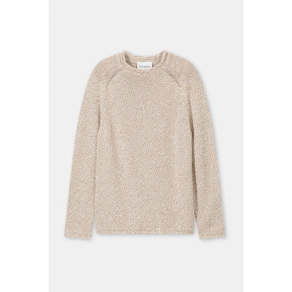 Men's raw edged knit sweater in rock beige by Closed Men's, featuring a textured knit fabric and casual fit.