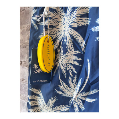 Palm Print Recycled Nylon Swim Trunk - Navy - DUNE + SALT