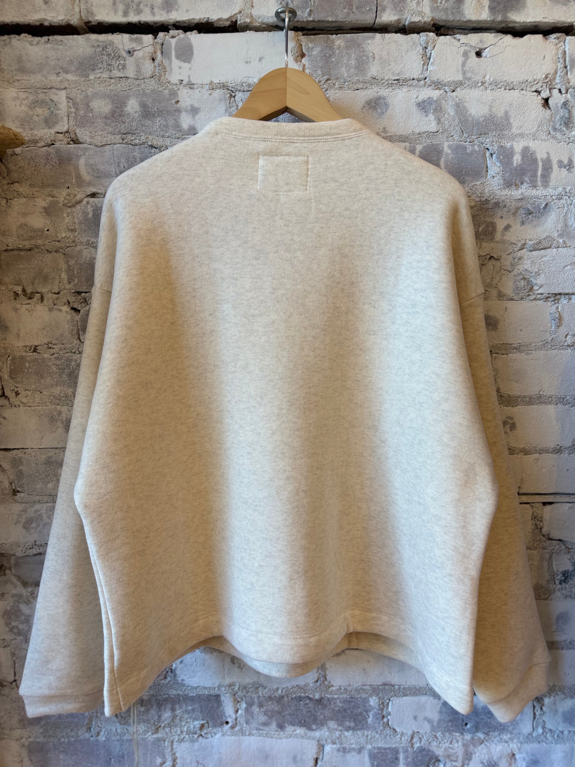 V::Room Cotton Tencel Brushed Fleece Oversized LS Crew - Oatmeal Dark Gray