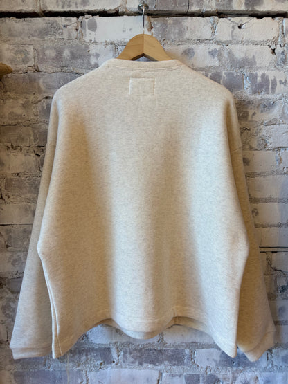 V::Room Cotton Tencel Brushed Fleece Oversized LS Crew - Oatmeal Dark Gray